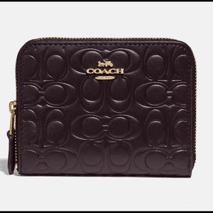 Coach Small Zip Wallet Oxblood Signature Leather